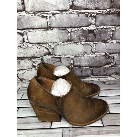 Kork-Ease Brown Leather Stacked Heel Wedge Ankle Booties Women’s Sz 7.5M US/38EU - Picture 3 of 16